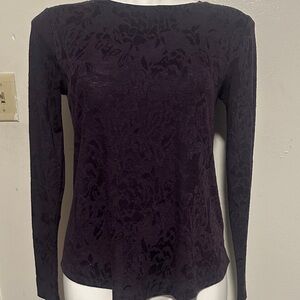 Long Sleeve Burnout Velvet Top in Deep Plum